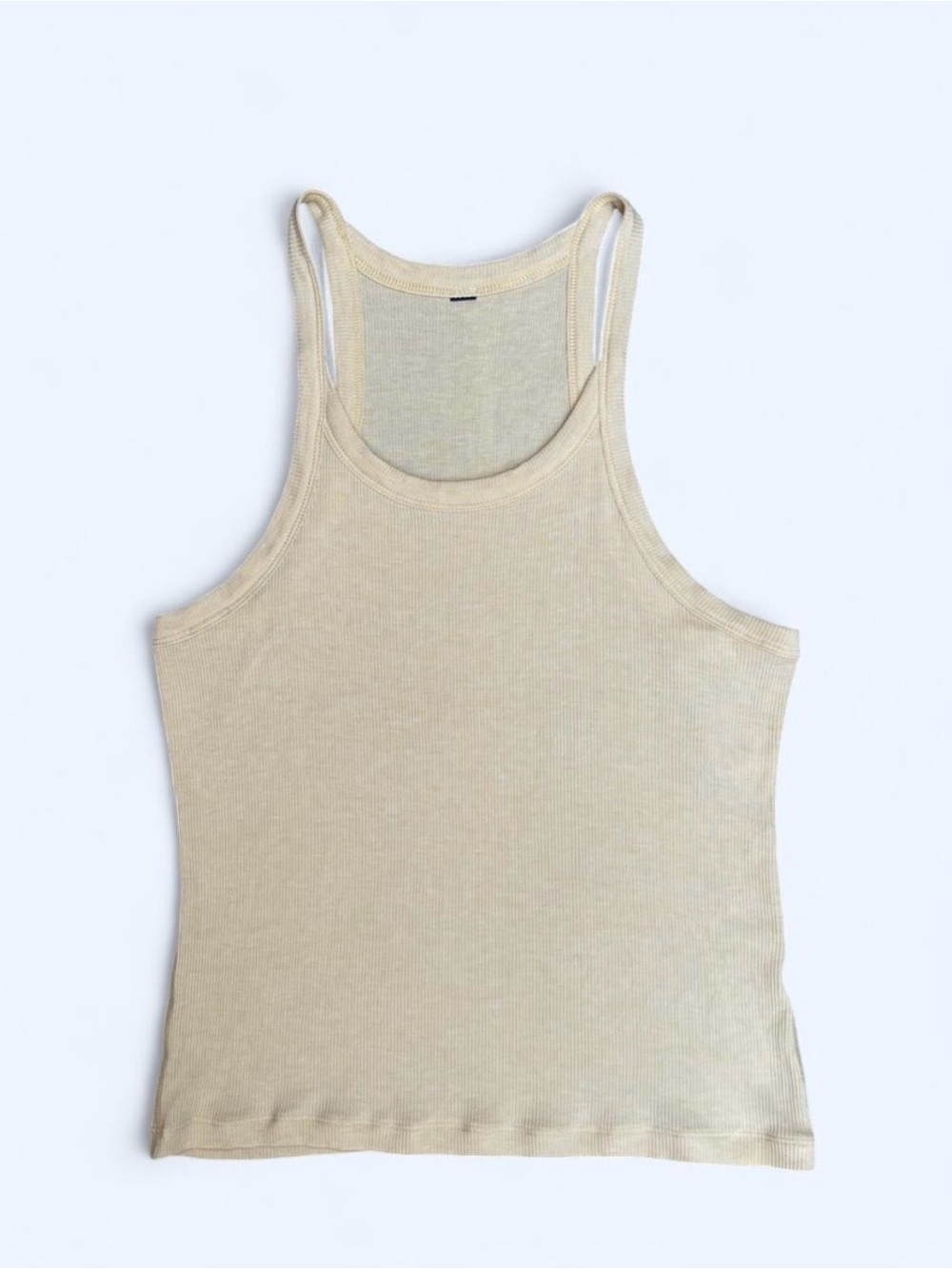 Vuori ribbed Tank Top pale yellow activewear yoga Pilates gym training street M